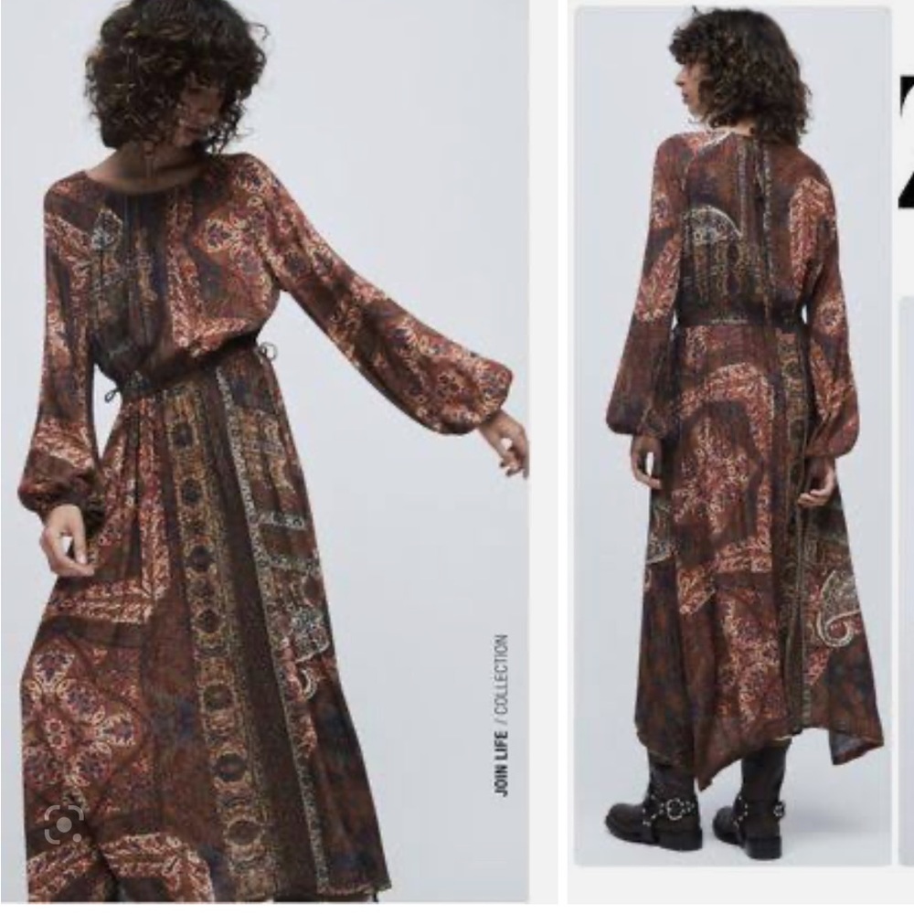 Zara printed midi dress in size M. Brand new